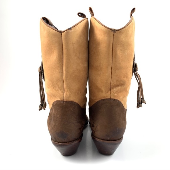 VTG DINGO brown suede cowgirl boots w/ tassels - Picture 8 of 13